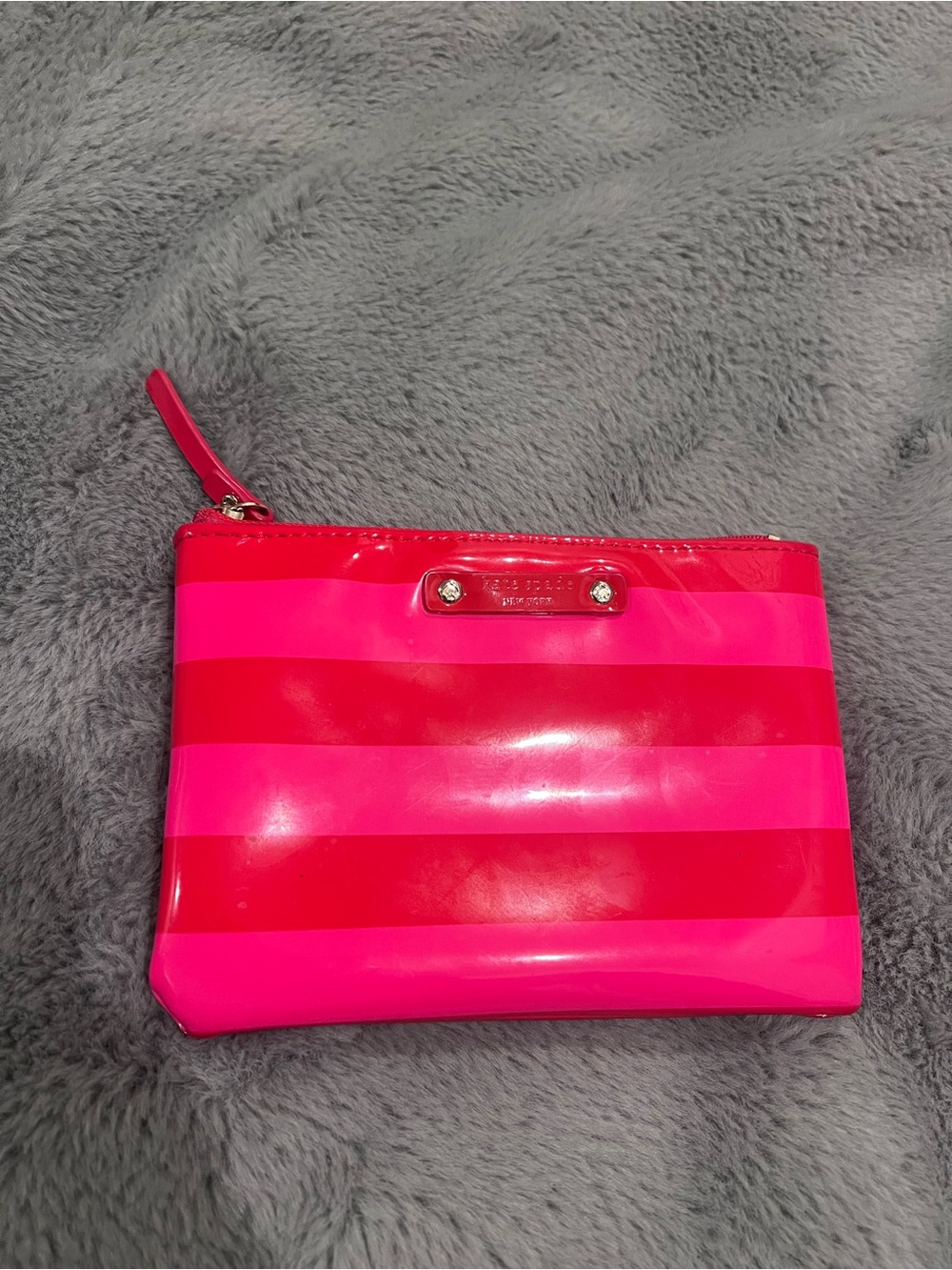 kate spade Hot Pink and Fuchsia Striped Cosmetic Pouch